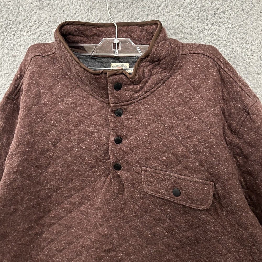 Faherty Sweater Mens Extra Large Burgundy Epic Quilted Fleece Pullover Adult